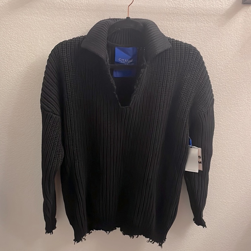 Simon Miller Kree Distressed Sweater Dress In Black - Picture 3 of 7